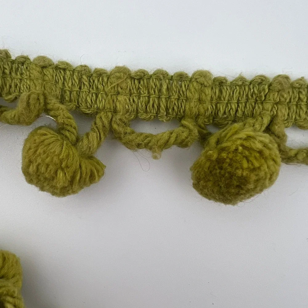 Vintage‎ Pom Pom Trim Fringe Olive Green Craft Sewing Upholstery Lot